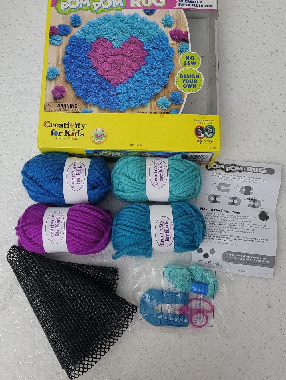 Pom Pom Rug Kit in Teal, Blue & Purple